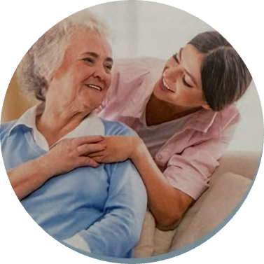 A caregiver with a client at home